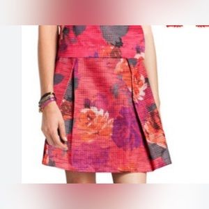 TRINA TURK Hot Pink Purple Orange Roses Pleated Spring & Summer Skirt Size 6
